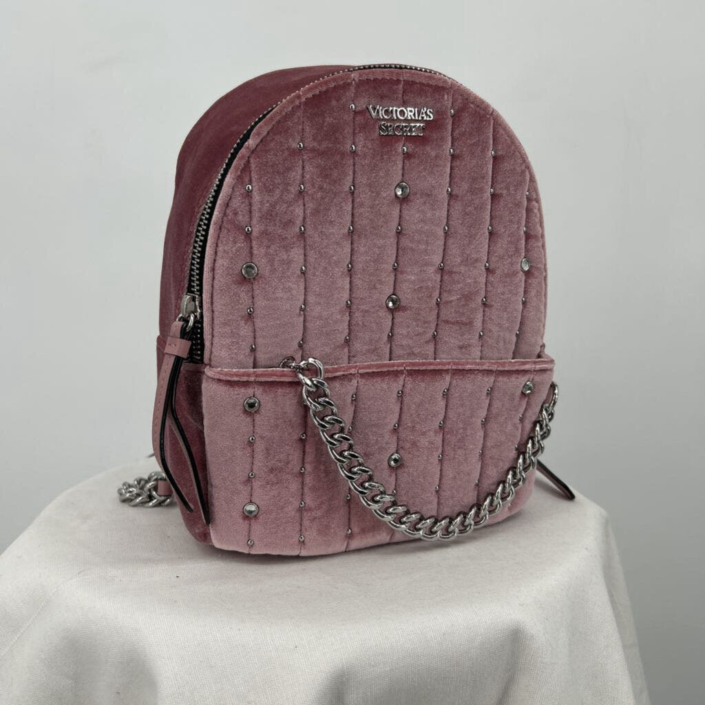 women Victoria's Secret Jeweled Velvet Mini Backpack Dusty Rose Purse