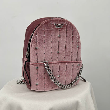 women Victoria's Secret Jeweled Velvet Mini Backpack Dusty Rose Purse