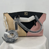 women Victoria's Secret NWT Pieced Top Handle Crossbody Pink Tan Black Purse