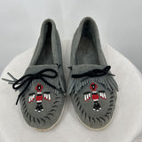 women Minnetonka Thunderbird Moccasins Sage Gray Shoes 9