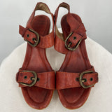 women Frye Leather Heel Clog Sandals Rustic Red Shoes 10