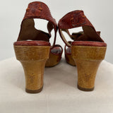 women Frye Leather Heel Clog Sandals Rustic Red Shoes 10