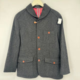 men Wool Shawl Collar Field Jacket Charcoal Gray Jacket L