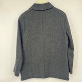 men Wool Shawl Collar Field Jacket Charcoal Gray Jacket L