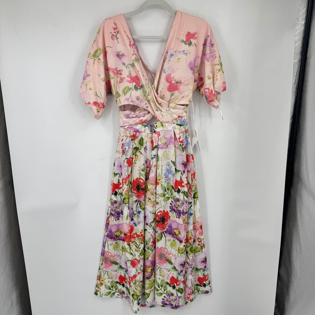 women Siena NWT MSRP $138 Drapey Cutout Floral Pink Ombre Dress 6