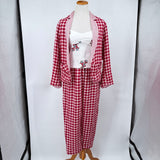 women Gallego Desportes Two Piece Linen Gingham Set Blazer & Pants MSRP $1,000 Red White Jumpsuit/Romper M