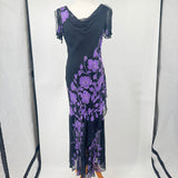 women Eva Blue Y2K Beaded Floral Maxi Black Purple Vintage 8
