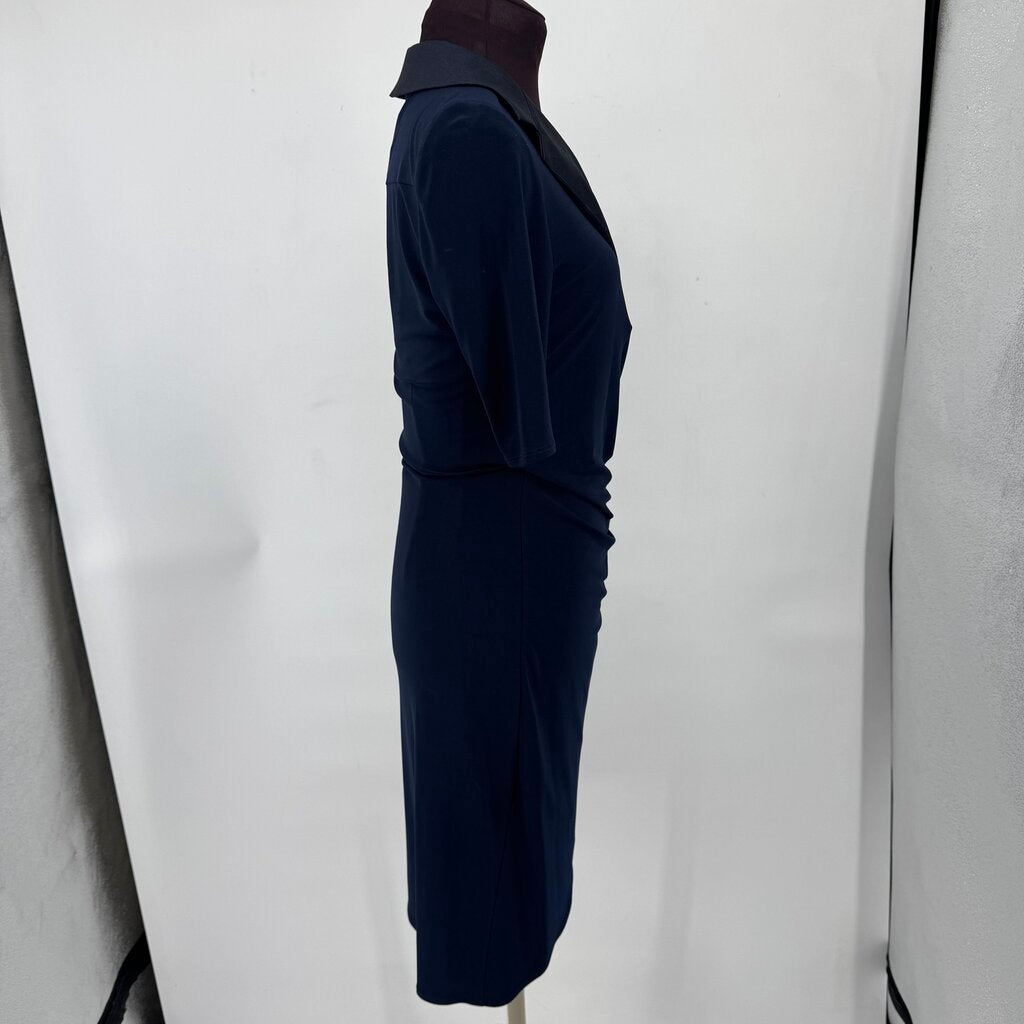 women Joseph Ribkoff Tuxedo Faux Wrap Midnight Blue Dress 8