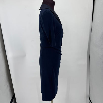 women Joseph Ribkoff Tuxedo Faux Wrap Midnight Blue Dress 8