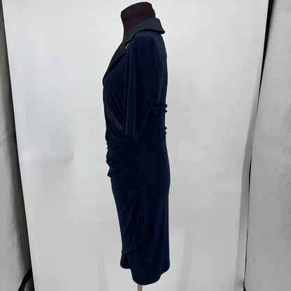 women Joseph Ribkoff Tuxedo Faux Wrap Midnight Blue Dress 8