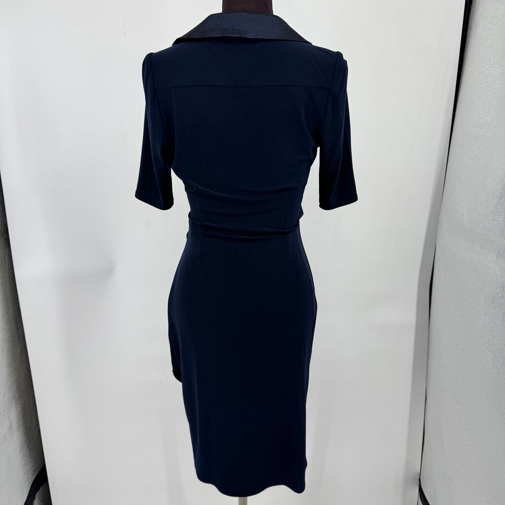 women Joseph Ribkoff Tuxedo Faux Wrap Midnight Blue Dress 8