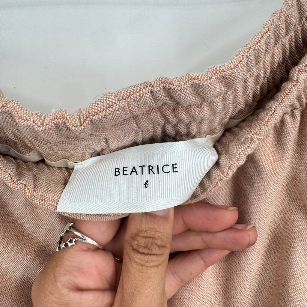 women Beatrice B MSRP $300 Faux Leather Trimmed Joggers Peach and Brown Pants XS