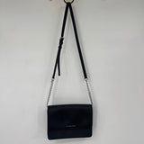 women Michael Kors Jet Set Large East West Flap Crossbody Black Silver Purse 9" x 6.5" x 2"