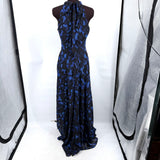women Tahari High Neck Maxi Gown Black Blue Dress 6