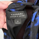 women Tahari High Neck Maxi Gown Black Blue Dress 6