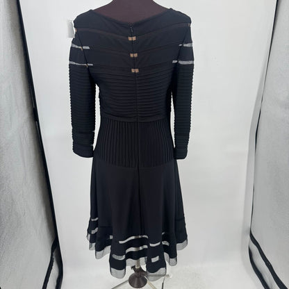 women Tadashi Illusion Stripe Cocktail Black Dress M