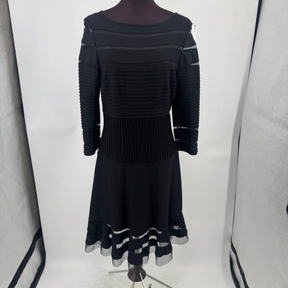 women Tadashi Illusion Stripe Cocktail Black Dress M