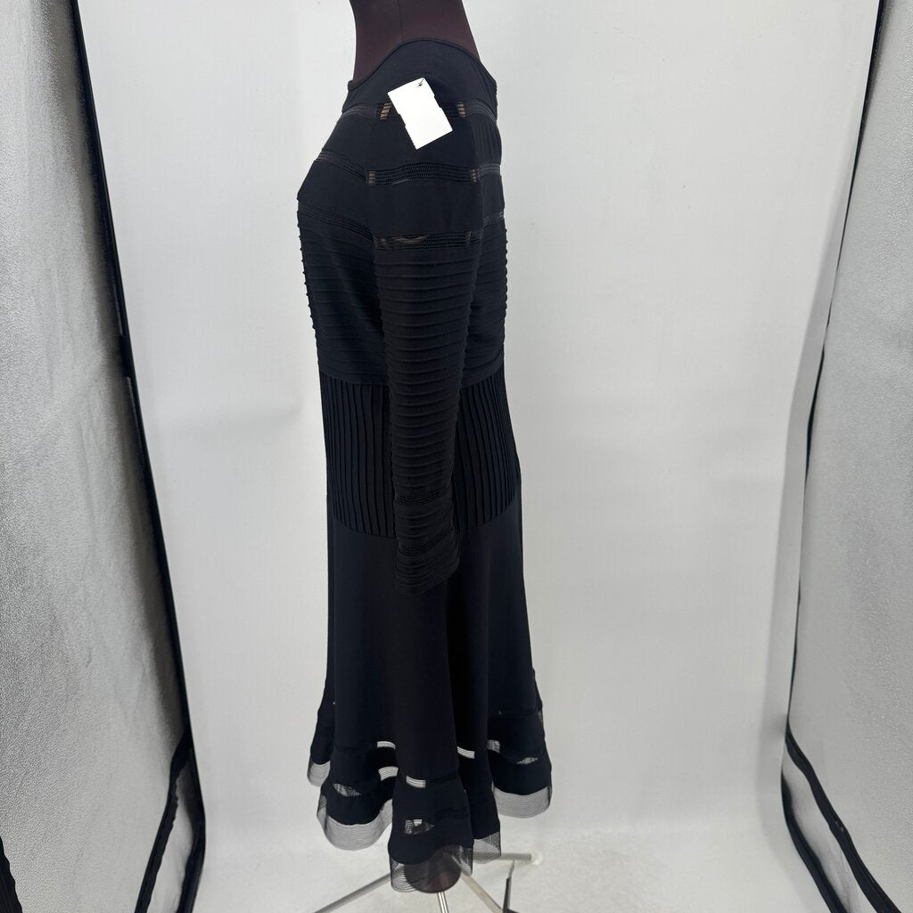women Tadashi Illusion Stripe Cocktail Black Dress M