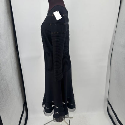 women Tadashi Illusion Stripe Cocktail Black Dress M