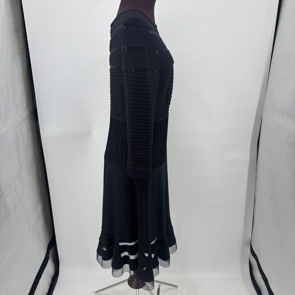 women Tadashi Illusion Stripe Cocktail Black Dress M