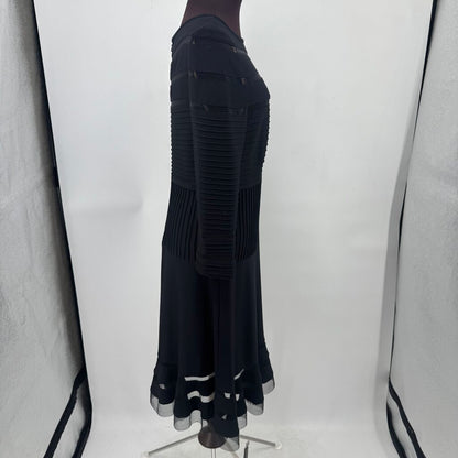 women Tadashi Illusion Stripe Cocktail Black Dress M
