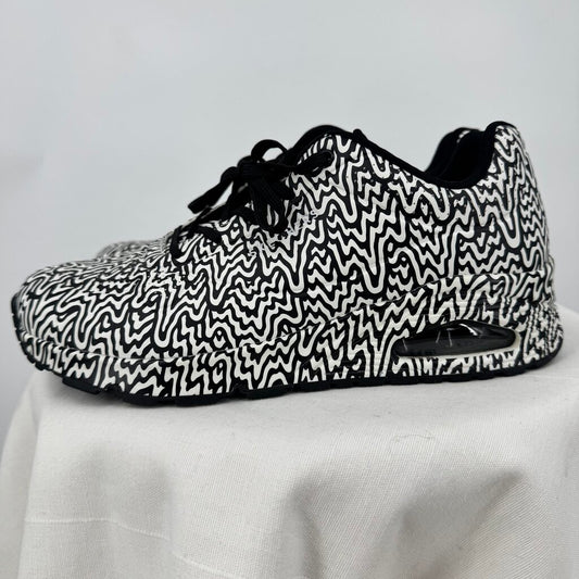 women Skechers Street x Jen Stark Uno - Infinite Drip Sneakers Black White Shoes 8