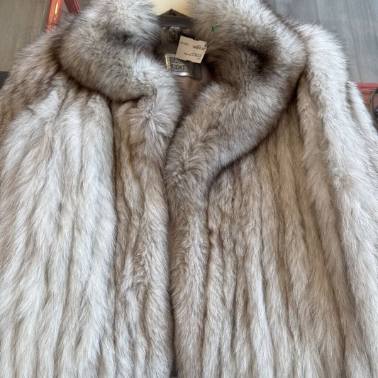 women Saga Furs Silver-Blue Fox Fur Silver Coat M
