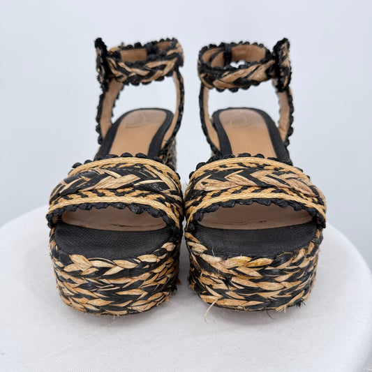 women Sam Edelman Iliana Platform Sandals Black Tan Shoes 7