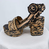 women Sam Edelman Iliana Platform Sandals Black Tan Shoes 7