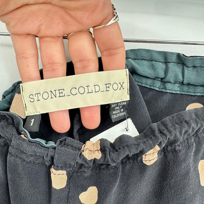 women Stone Cold Fox Silk Mini Spotted Floral Black Shorts XS/S