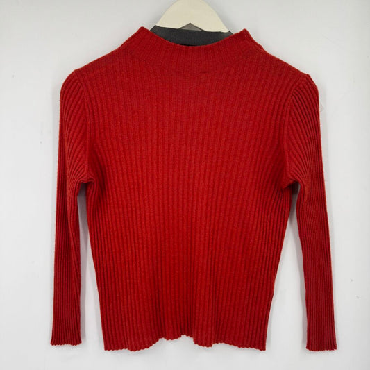 women Vince MSRP $398 Ribbed Cashmere-Silk Mock Neck Pimiento Sweater S