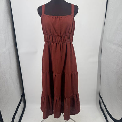 women Amour Vert NWT Elio Ramie Tiered Midi Rust Dress L