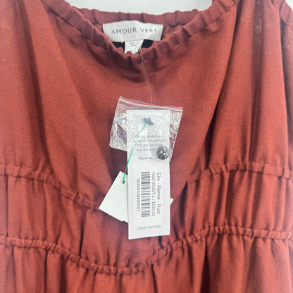 women Amour Vert NWT Elio Ramie Tiered Midi Rust Dress L