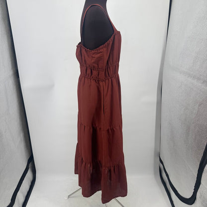 women Amour Vert NWT Elio Ramie Tiered Midi Rust Dress L
