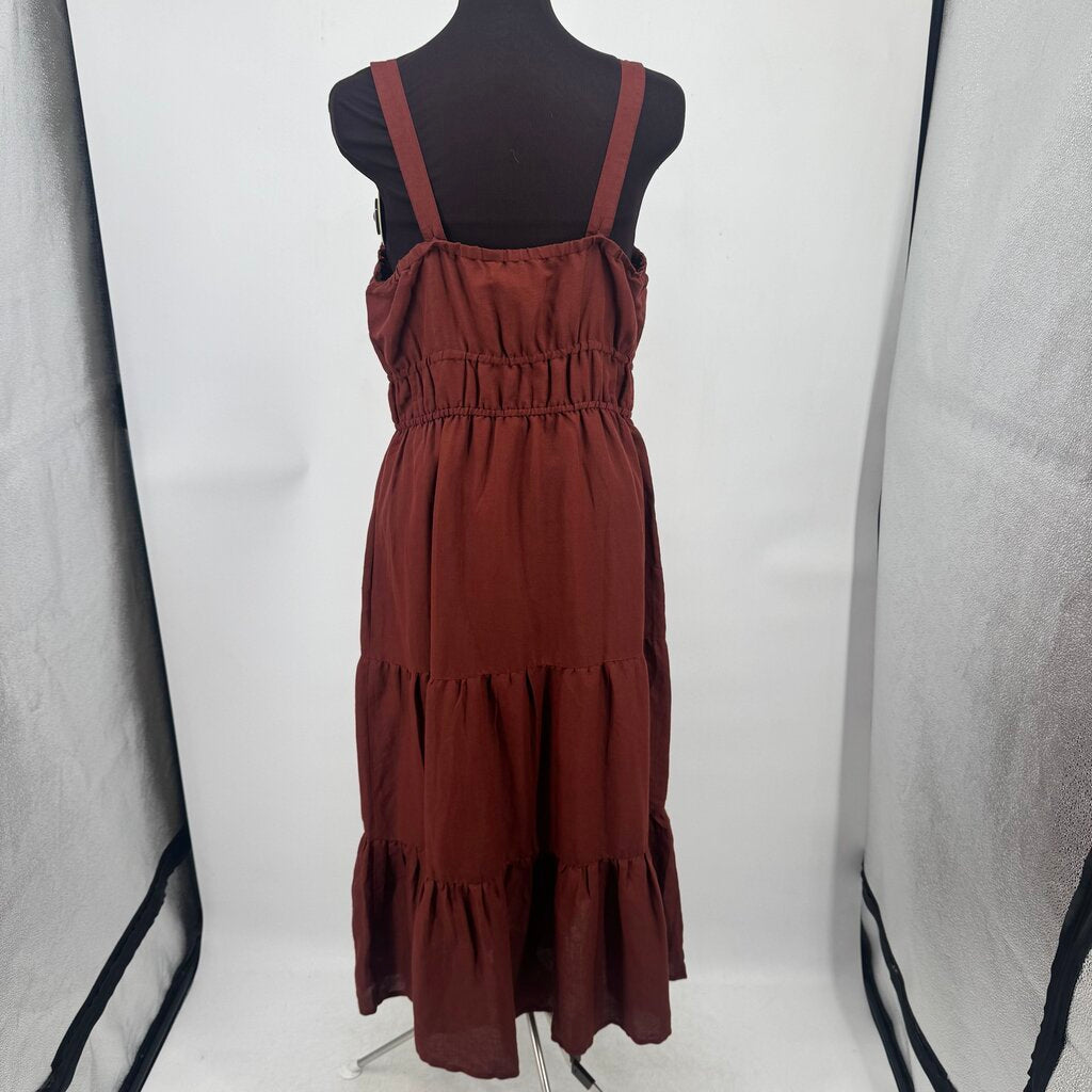 women Amour Vert NWT Elio Ramie Tiered Midi Rust Dress L