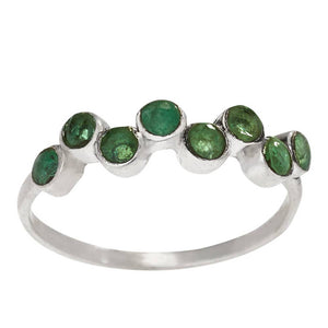 Morning Stroll Sterling Silver and Emerald Ring size 5