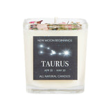 Taurus Candle - Zodiac Candles - Crystals & Herbs Candles: 7.5oz Square Glass