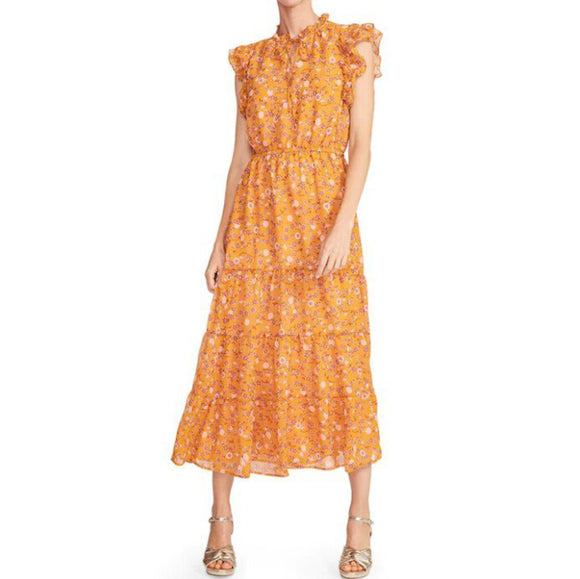 NWT BB Dakota by Steve Madden Orange Ditsy Floral Maxi Dress Size XL