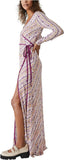 Free People Women's Phoebe Lavender Printed Wrap Maxi Dress Size Small.
