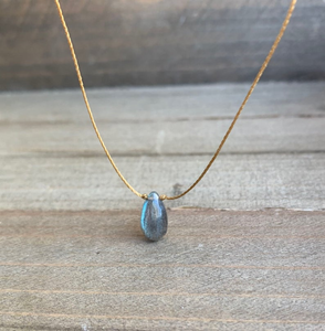 Labradorite Smooth Teardrop Necklace