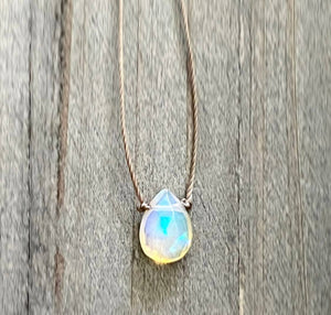 Ethiopian Opal Small Faceted Teardrop Necklace