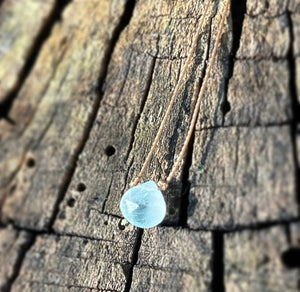 Aquamarine Small Faceted Teardrop Necklace
