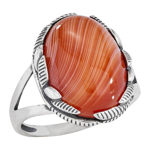 Sahara Ripple Sterling Silver Agate Ring