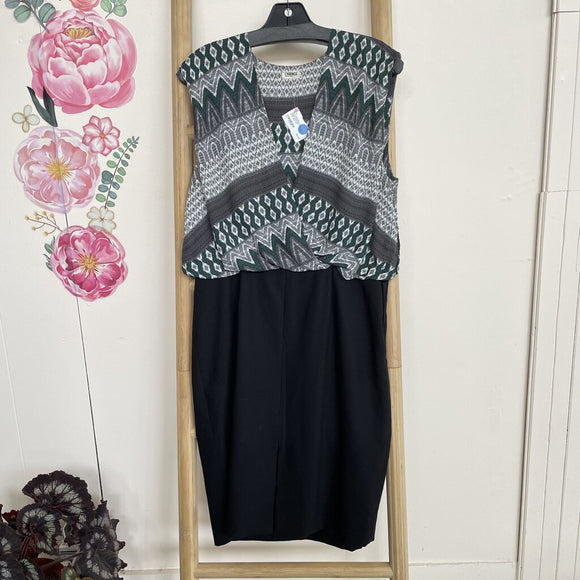 L'agence Green/White Print Bodice and Black Skirt Dress Size 4/6