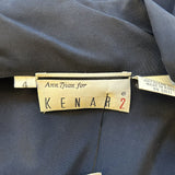 Vintage Ann Tjian for Kenar 2 Silk Double Breasted Navy Dress Size 4