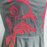 Schumacher Embroidered Dress Gray Pink Medium