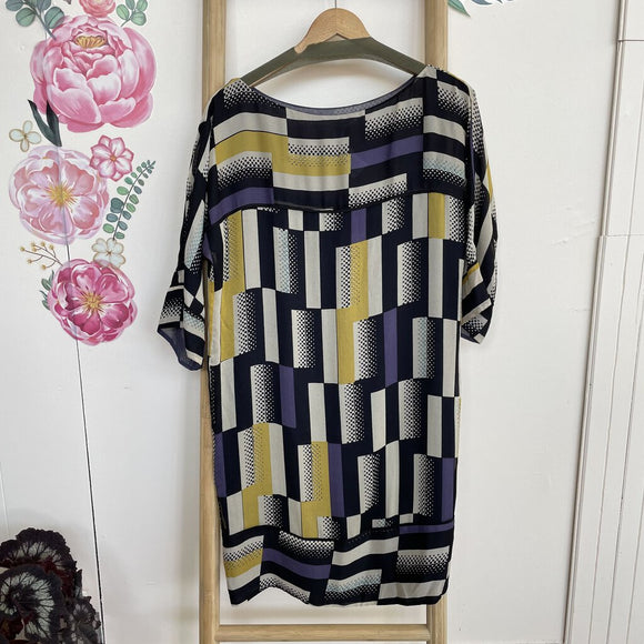 Diane Von Furstenberg Geometric Silk Print Dress Size 8