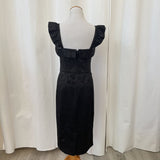 Rachel Roy Black Brochade Dress with Ruffled Neckline Size 4