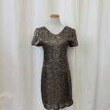 She + Sky Black and Gold Sequin Dress Women Size Large