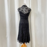 Carmen Marc Valvo Black Button Down Lace Dress Size 4